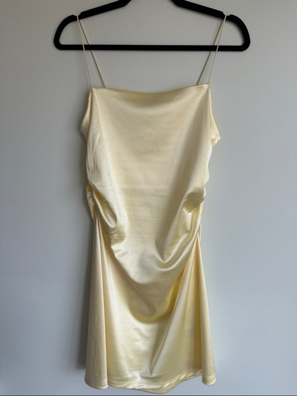 H&M Satin Slip Dress in Pale Yellow